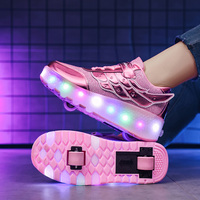Chaussures de sport LED tendance avec roulettes pour enfants, baskets à roulettes confortables pour l'école, chaussures à roulettes pour enfants