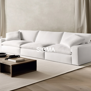 Sofá Seccional de Tela Tapizado de Estilo Nórdico de Lujo para Sala de Estar, Decoración Moderna para el Hogar con Diseño Modular Cómodo en Beige - Product Image 4