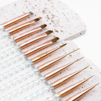 Offre Spéciale professionnel de luxe Uv Ombre plat ovale doublure inclinée Nail Art Gel ensembles de pinceaux poignée en acrylique transparent Logo personnalisé pour plus de détails