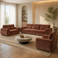 Ensemble de canapés contemporains avec dossier réglable, style italien vintage minimaliste en tissu chenille