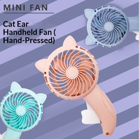 Ventilateur portable manuel à oreilles de chat de dessin animé, mini-ventilateur à pression manuelle, sans piles, modèle chaton en polypropylène