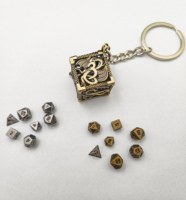 Boîte à dés de jeu DND en alliage de zinc Dragon de sang noir de précision LM avec un jeu de dés miniatures de 6 mm