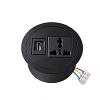 Prise de courant encastrée ronde pour table avec USB Type-C et prises multiples dissimulées pour bureau, table de conférence, mobilier