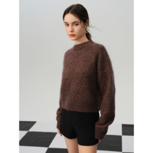 Sweater Winter Sweaters for <strong>Women</strong> Crew Neck <strong>Tops</strong> Mohair Sweater With Metallic Silk <strong>Sequins</strong> - Product Image 2
