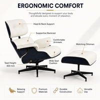 Fauteuil et ottoman en cuir style Ames avec coque en fibre de carbone pour réception et salon – Vente en gros, Fournisseur B2B, Personnalisation OEM