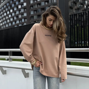 Sudadera de Mujer, Moda Primavera Verano, Holgada, Color Sólido, Manga Regular, Cuello con Botones, Estampado en Caliente - Product Image 2
