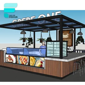 Kiosque mobile en bois de nourriture de conteneur moderne extérieur de kiosque de café pour le centre commercial