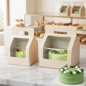 12x12x12 Custom Personalized Luxury <strong>Cake</strong> and Flower Gift <strong>Boxes</strong> Custom Transparent <strong>Small</strong> Paper Cup <strong>Cake</strong> Box With Handle - Product Image 1
