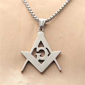 Collar con Colgante Freemason G de Acero Inoxidable para Hombre, Diseño Geométrico, Color Plateado, Joyería de Moda - Product Image 2