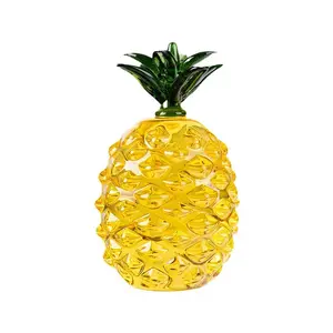 EU Customized Logo Artificial Fruits Home Table Decoration Crystal Glass Pineapple Figurine For Display