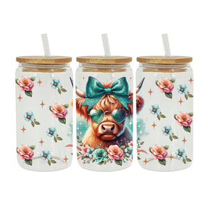 Envoltorios para Vasos de 16oz, Diseño Sweet Cowgirl, Adhesivo DTF, Besos Bovinos, Envoltorio UV DTF - Product Image 2