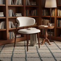 Chaise de salle à manger en bois massif nordique, dossier incurvé, tissu bouclé, chaise de designer de luxe pour la maison, le café, le restaurant, l'hôtel