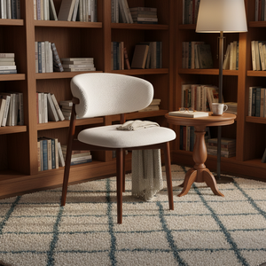 <span class=keywords><strong>Chaise</strong></span> de salle à manger moderne de style nordique avec dossier rembourré en tissu, structure en fer/bois, pieds en bois, design sans accoudoirs pour la maison/l'hôtel - Product Image 5