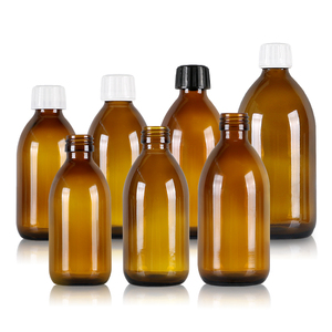 Flacon liquide oral personnalisé en verre brun transparent avec capsule, emballage pharmaceutique pour produits de santé avec bouchon à vis - Product Image 1