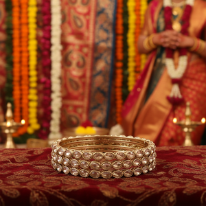 Premium Gold Plated Crystal Stone <b>Bangles</b> Reflecting Traditional <b>Indian</b> Jewelry Elegance - Product Image 3