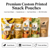 Staande zakjes met hersluitbare ziplock, aangepaste logo, matte afwerking, transparant venster, verpakking voor snacks en gedroogd fruit, PET Mylar Doypack zakjes