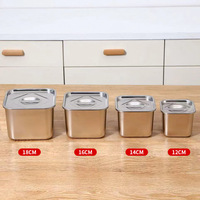 Pot carré en acier inoxydable pour confiture, conteneur commercial pour garnitures de thé au lait, pot à épices de cuisine domestique épaissi avec couvercle, design moderne
