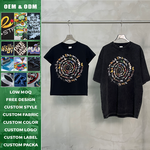 Camiseta de algodón 100% con estampado de perro curandero, lavado pesado, efecto desgastado, cómoda, con logo personalizado, pequeña producción. - Product Image 3