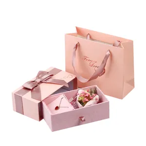 Bracelet Bags Accessories With Velvet Suede Pouch Packaging Mini Pink Cardboard Jewelry Box And Bag