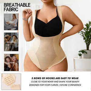 En gros Marque privée Body sculptant en jersey pour femme grande taille, entrejambe <span class=keywords><strong>ouvert</strong></span>, effet ventre plat, rehaussement des fesses, soutien dorsal, respirant - Product Image 4