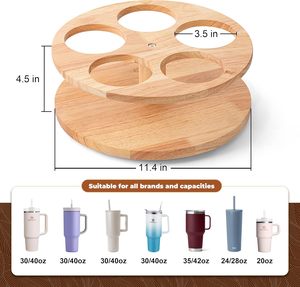ที่เก็บแก้วไม้หมุนได้ 360 องศา สำหรับฝาและหลอดแก้วสแตนลีย์ ที่ใส่หลอดแบบเป็นมิตรกับสิ่งแวดล้อม ชั้นวางเก็บของในครัว - Product Image 2