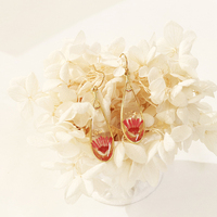 Boucles d'oreilles en fleurs de rose naturelles préservées, incrustées de résine transparente, faites à la main, accessoires de mode pour femmes, bijoux