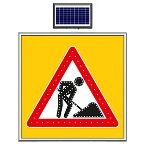 Năng lượng mặt trời bảng điều khiển nguồn ánh sáng dấu hiệu giao thông Tùy chỉnh màu vàng an toàn điện tử Nhà cung cấp cảnh báo đường hướng nhấp nháy LED mũi tên Board