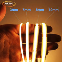 Tira de Luces LED COB Inteligente de Alto Rendimiento con Clasificación IP20, Control Remoto, Longitud Flexible de 8 mm, 480 LED/m, 12 V 24 V