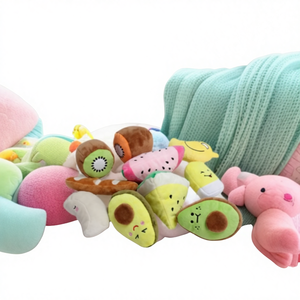 ของเล่นสุนัขแบบมีเสียงลายผลไม้ ทำจากโพลีเอสเตอร์ สำหรับสุนัขพันธุ์เล็ก โกลเด้นรีทรีฟเวอร์ และสุนัขพันธุ์ใหญ่ ช่วยทำความสะอาดฟันกราม พร้อมเสียงตลก - Product Image 1