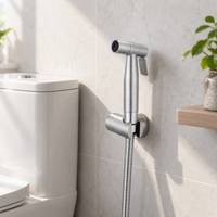 Set Bidet Genggam Warna Perak dari Baja Tahan Karat SUS304 untuk Air Dingin dengan Nozzle Semprot dan Kit Pembilas Jet