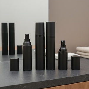 Stock 15ml 30ml 50ml Cosmetic Lotion Matte <b>Black</b> 15g 30g 50g Packaging Cream Bottle <b>Black</b> Airless <b>Pump</b> Bottle - Product Image 2