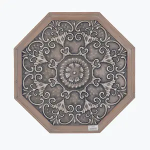 New Stamping Grey White Metal Iron Wall Decor Item Octagon Home Wall Art Decoration