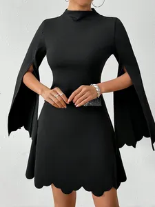 Nouvelle Robe Décontractée Noire pour Femme, Coupe Slim Évasée, Longueur Genou, Taille Naturelle, Printemps, Automne, Été, ODM 2026 - Product Image 3