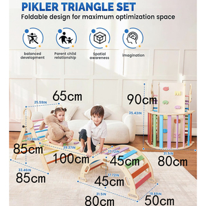 8ใน1ที่มีสีสัน Montessori กรอบไม้พับได้ปีนเขาในร่มที่มีความลาดเอียงพับได้สามเหลี่ยม - Product Image 2