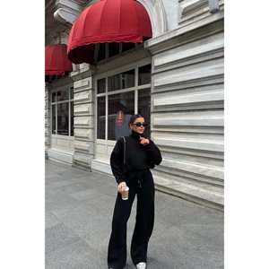 Ensembles de costumes noirs pour femmes avec détails de fermeture éclair - Product Image 3