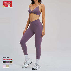 ดิสโก้ สปอร์ต โยคะ เซ็ตชุดออกกำลังกายผู้หญิงเอวสูงคอวีลึกยืดได้สี่ทิศทางดีไซน์บิดเกลียว TZ5544 - Product Image 4