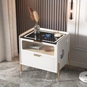 Sturdy Solid Wood Eco-Friendly Durable Modern Light Luxury Storage Space <b>Bedside</b> Cabinet Elegant Smart Nightstands 2 Drawers for - Product Image 1