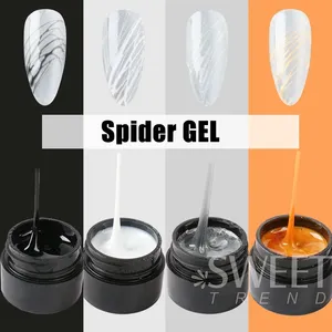 2 pièces Gel de dessin créatif pour ongles, motif toile d'araignée, noir et blanc, liner pour dessin de toile, vernis UV semi-permanent effet soie, pour manucure et décoration - Product Image 3