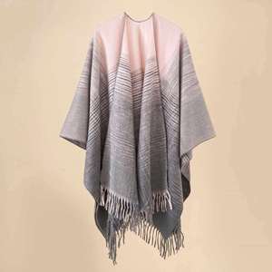 Wholesale Luxury Fashion Winter Large Womens Wool Crochet <b>Wrap</b> Sweater Thick Shawl <b>Poncho</b> With Tassel Multifunction - Product Image 4