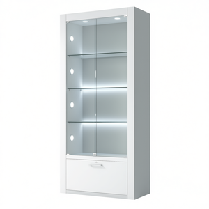 Vitrine moderne blanche brillante 80x40x196 cm avec éclairage LED et portes en verre - Product Image 2