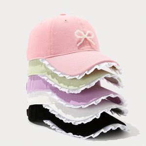 Casquettes de baseball pour femmes, sportives, neuves, à visière en dentelle, avec nœud en perles, à dessus souple - Product Image 1