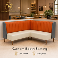 Banquette en forme de L capitonnée, en PU orange, pour restaurant commercial, bistro, café, chaîne de restauration rapide et dîner