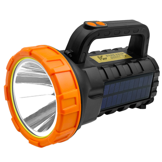 Factory Price LED Rechargeable Search Lamp Solar Charging High Powered Handheld Searchlight Long Lasting for Camping Hiking
