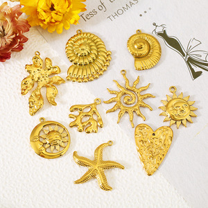 Colgante de Acero Inoxidable con Forma de Corazón, Sol, Estrella de Mar y Concha para la Fabricación de Collares, Fornituras de Joyería de Formas Mixtas al por Mayor - Product Image 1