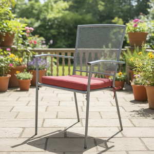 Ensemble de mobilier de balcon extérieur au design moderne et décontracté, chaises en maille, meubles en métal pour villa - Product Image 1