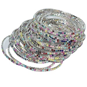 Gelang Elastis Eropa dan Amerika Berhiaskan Berlian 2mm Satu Baris Rantai Cakar Wanita Bertabur Rhinestone Warna-warni - Product Image 5