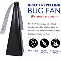 Ventilateur Répulsif Anti-Mouches Noir avec Pales Holographiques, Chasse-Insectes de Table pour Extérieur et Cuisine