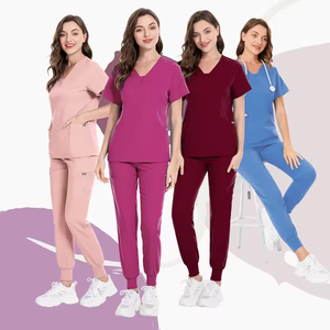 ชุดยูนิฟอร์ม2024สครับสำหรับสตรีชุดยูนิฟอร์มพยาบาลสีเขียวต่อต้านริ้วรอยคอวีสำหรับฤดูใบไม้ผลิ - Product Image 3