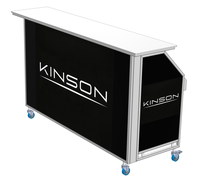 Comptoir de bar incurvé et mobile personnalisé pour l'extérieur, vente chaude, station de bar à cocktails pliable avec logo et éclairage