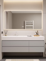 Comptoir de salle de bain moderne en pierre frittée avec lavabo intégré, personnalisable et intelligent, pour appartements et hôtels, direct usine